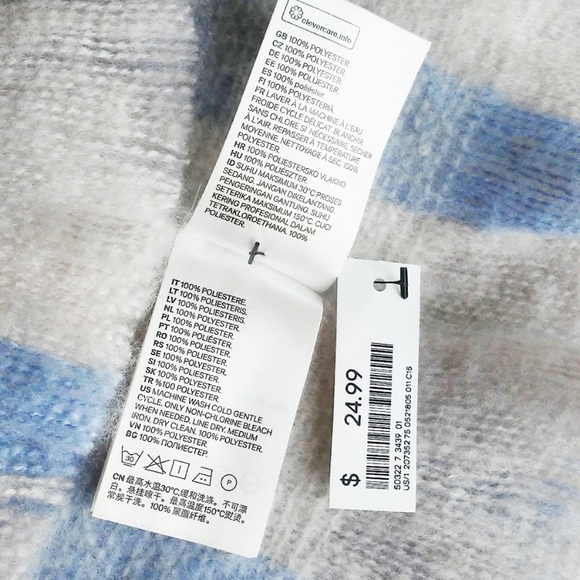 H&M New Scarf Soft Oversized Fringe Neutral Pastel - Picture 3 of 3